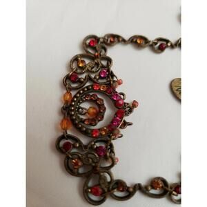 Michal Negrin Designer Signed Bracelet Color Red orange pink & Bronze